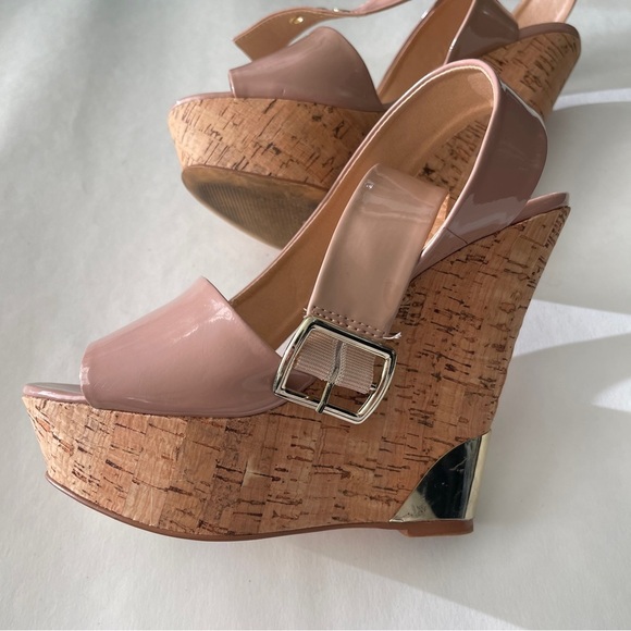 Victoria's Secret/Colin Stuart Nude Blush Cork Wedges Size 7.5 - Picture 4 of 4